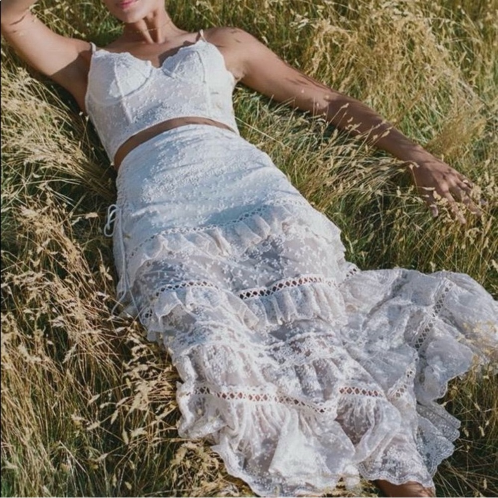 Spell SET Cream Le Guaze Lace 2 pc set skirt&bustier sz (S)both BNWT (more pics) - Picture 4 of 9